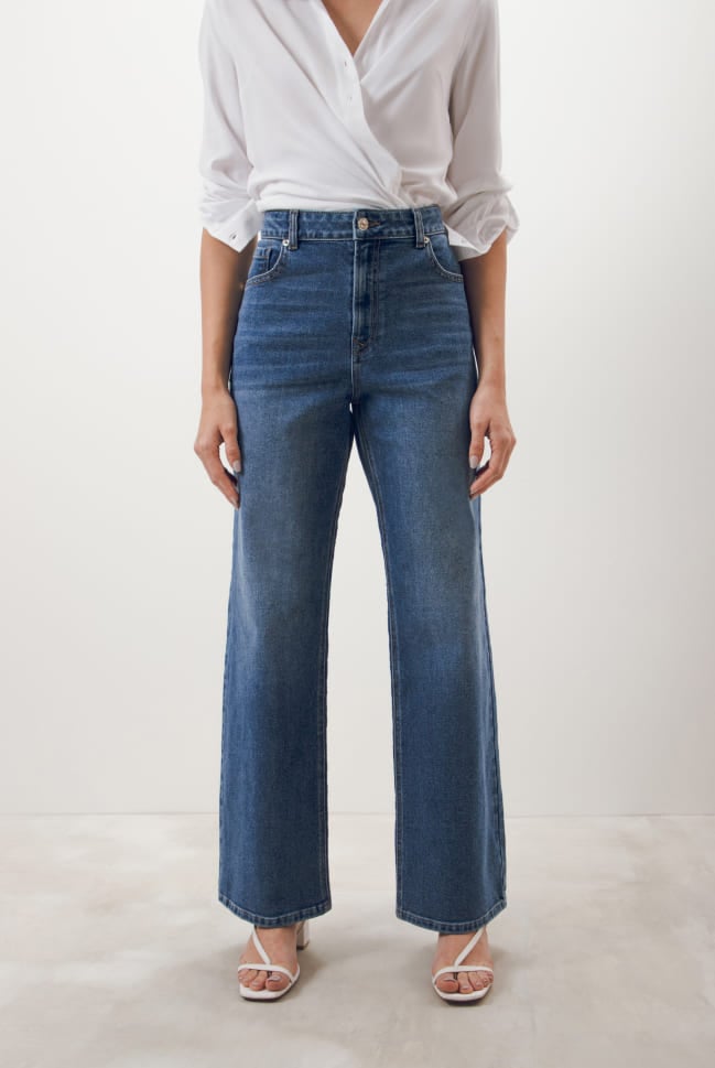jeans straight wide para mujer c&a