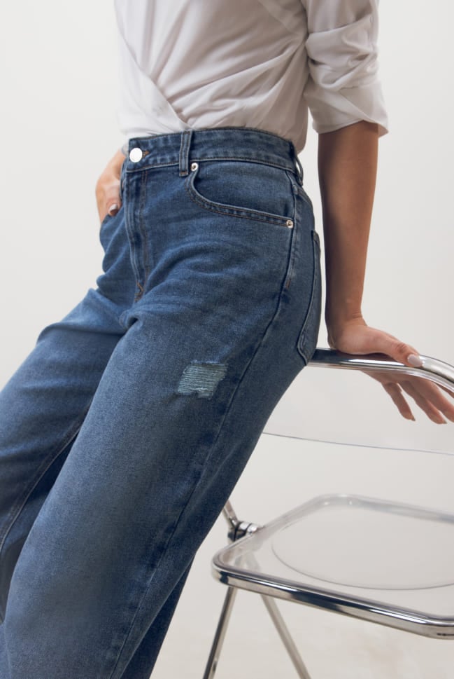 jeans straight wide para mujer c&a