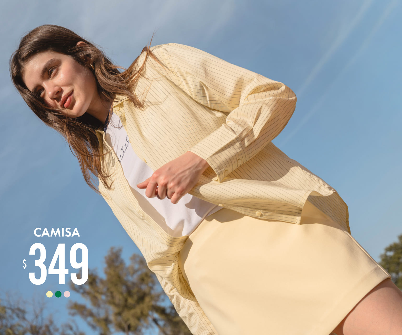 camisa amarillo pastel rayas c&a