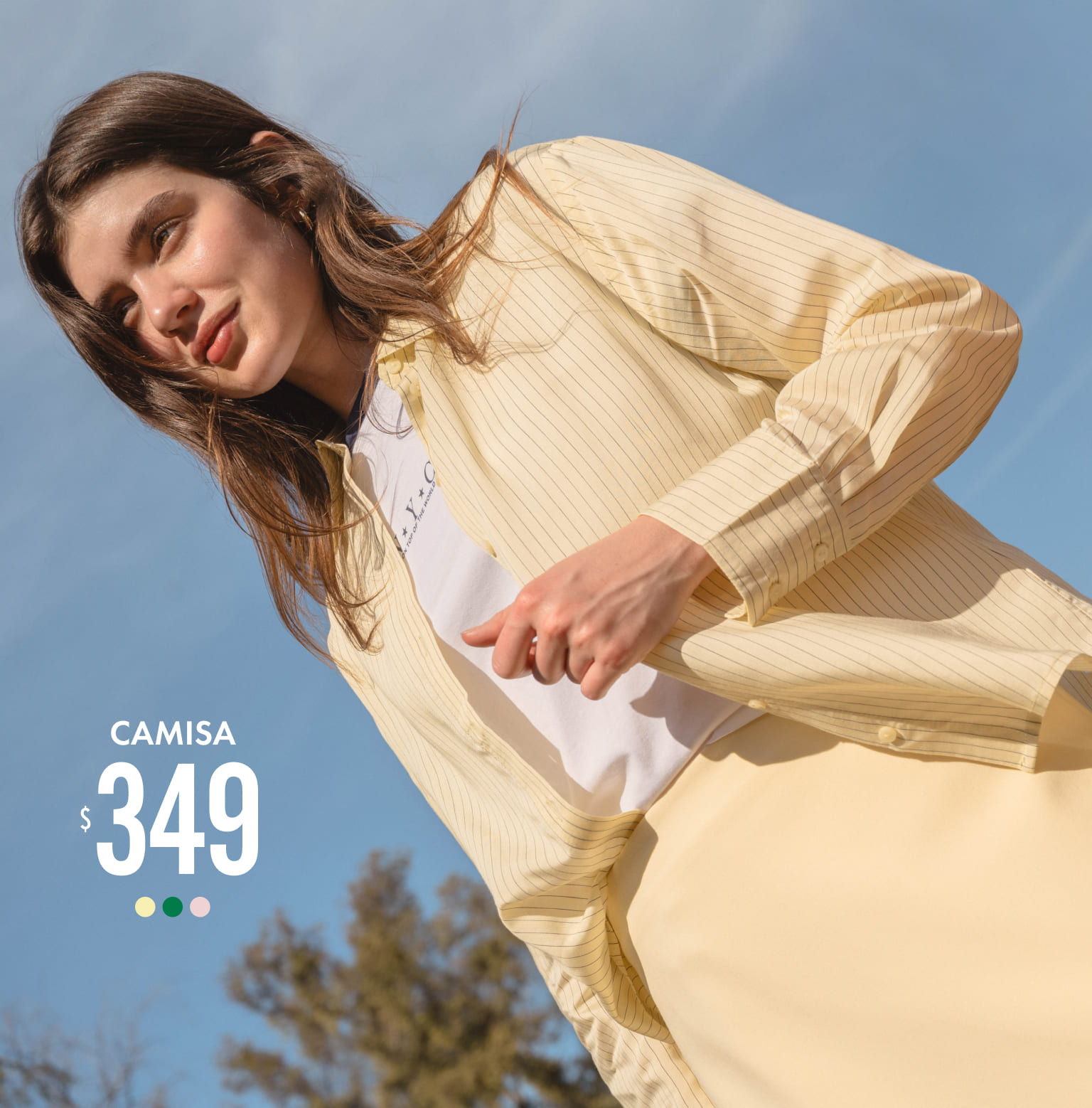 camisa amarillo pastel rayas c&a