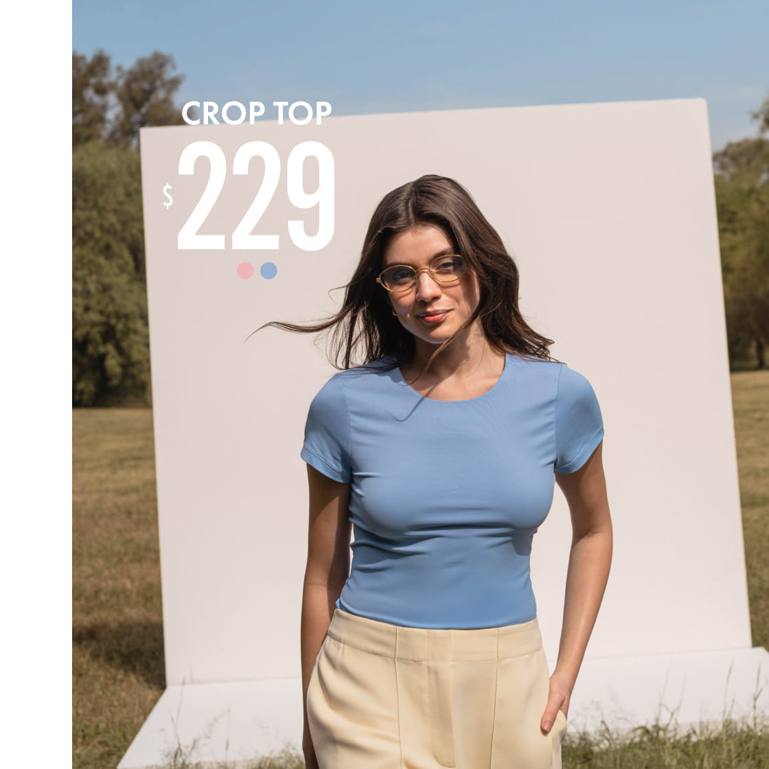 crop top b&aacute;sico azul c&a