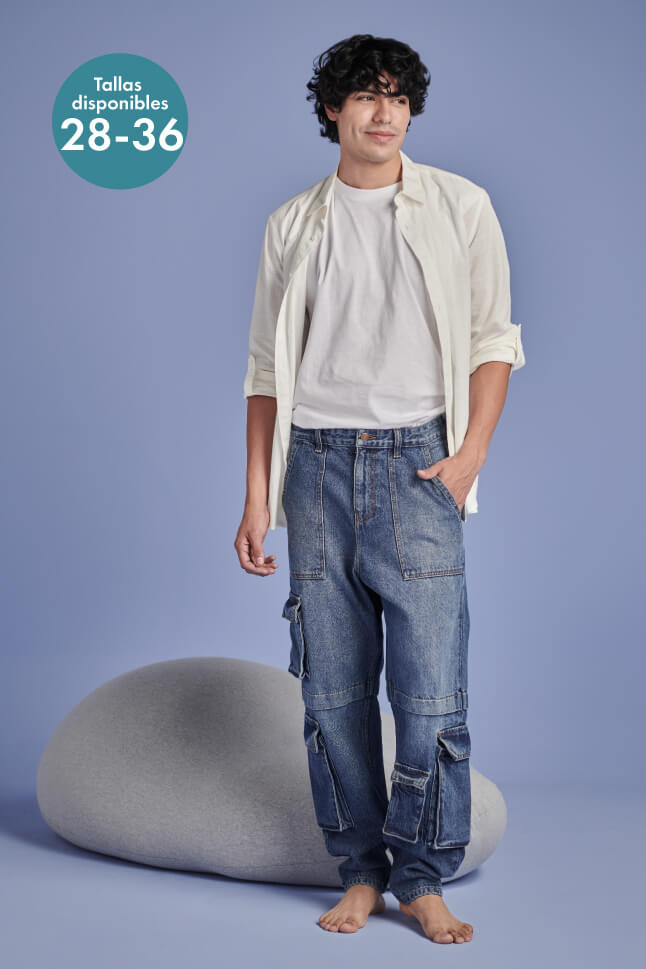 jeans loose fit mezclilla para hombre