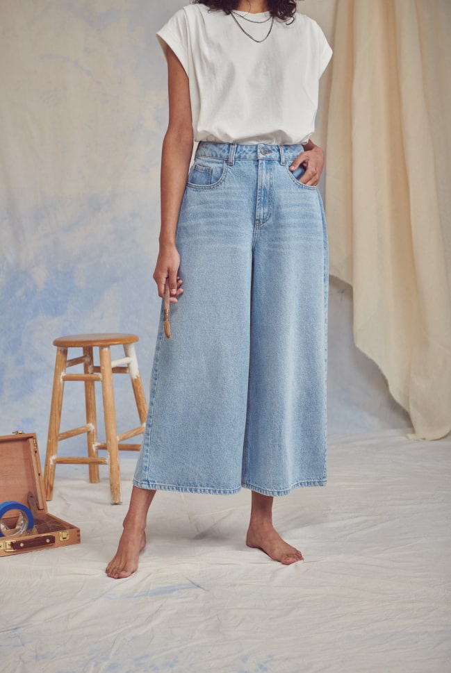 Straight Jeans Pantalones Mujer En C&a Wide Leg Jeans High