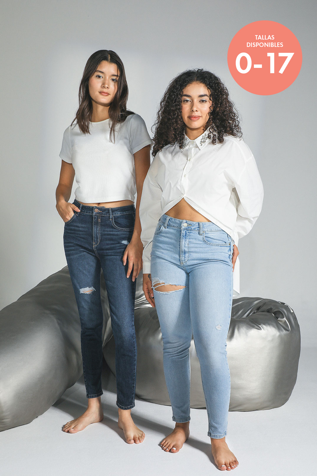 skinny jeans de tiro alto para mujer