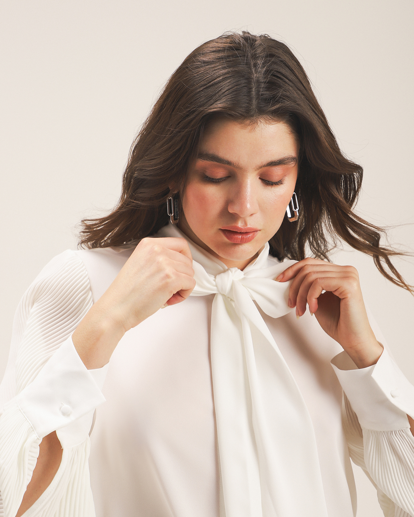 blusa elegante blusa blanca con lazo