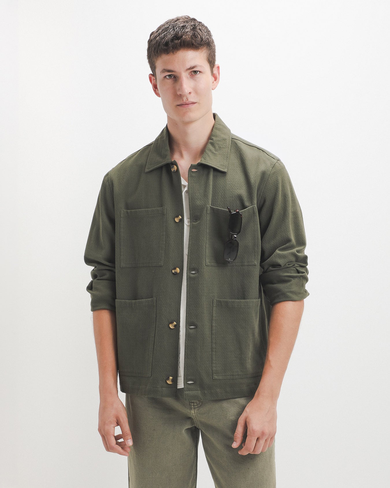 Sobrecamisa Verde Bolsillos