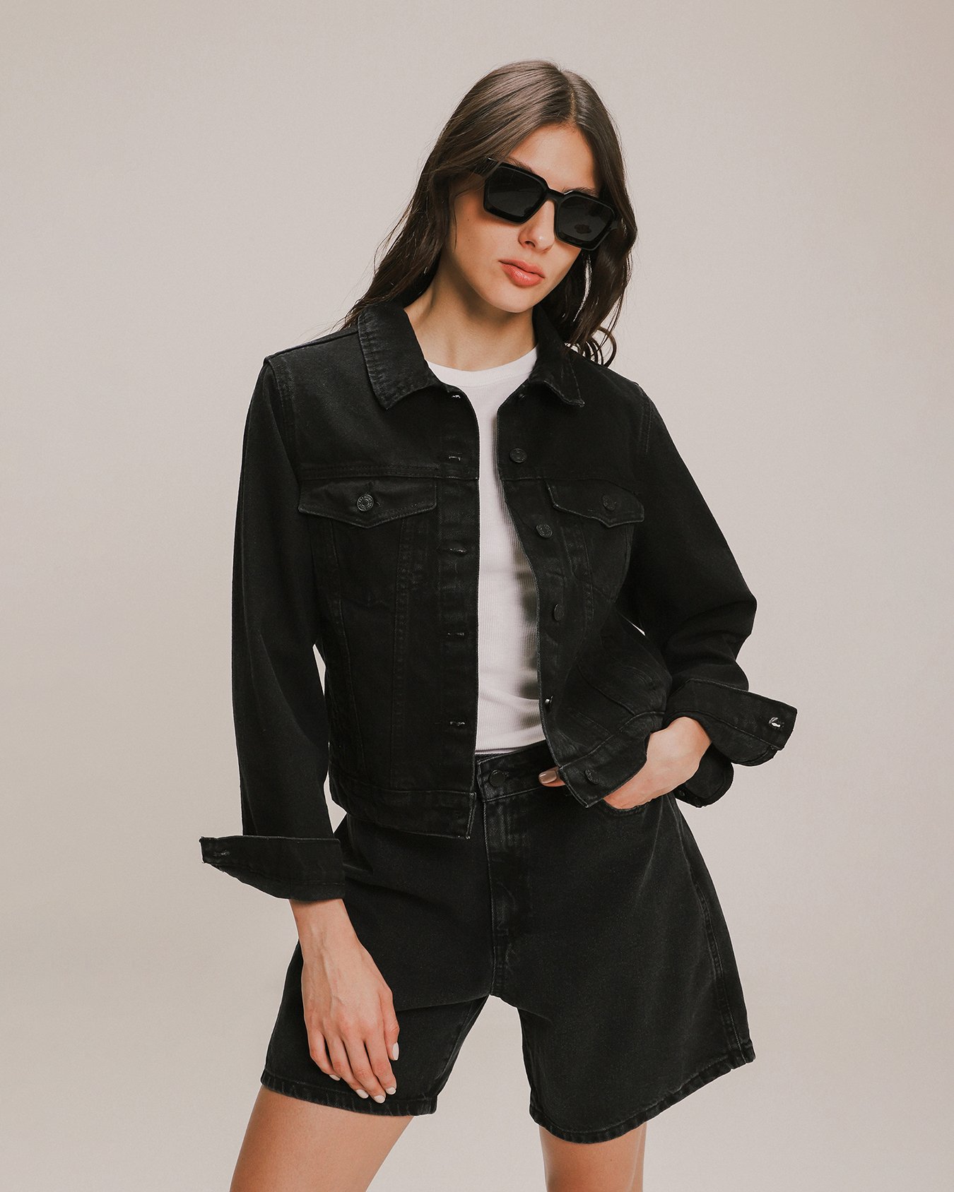 Con Taches Chaqueta De Mezclilla Mujer Negra Chaqueta De Jeans