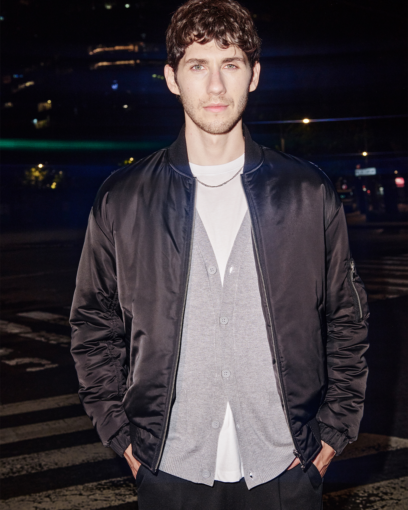 Chamarra Negra Bomber