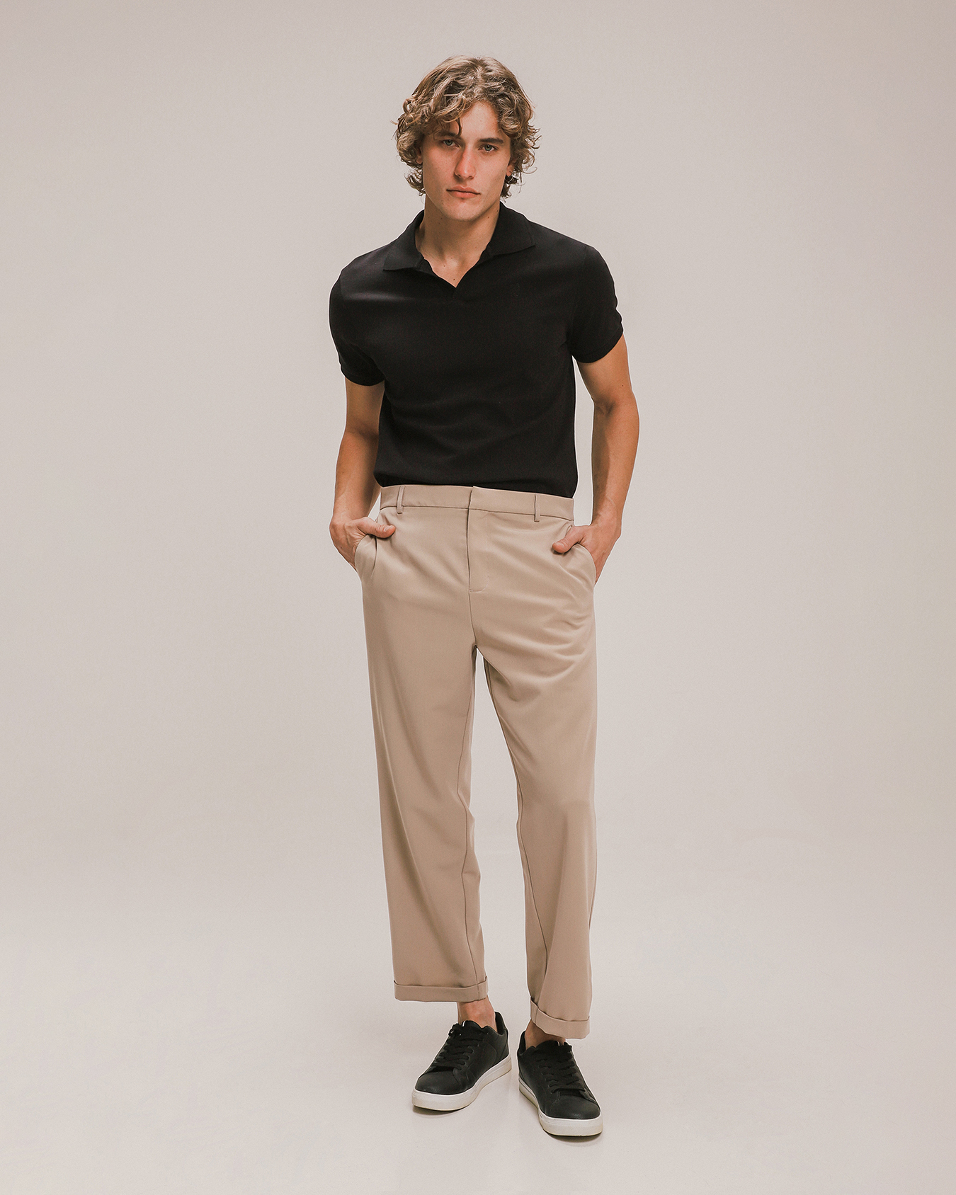 Pantalón Fit Regular Beige