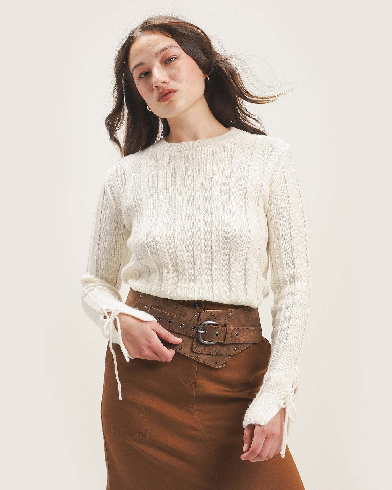 Top Beige Manga Diseño Lazos