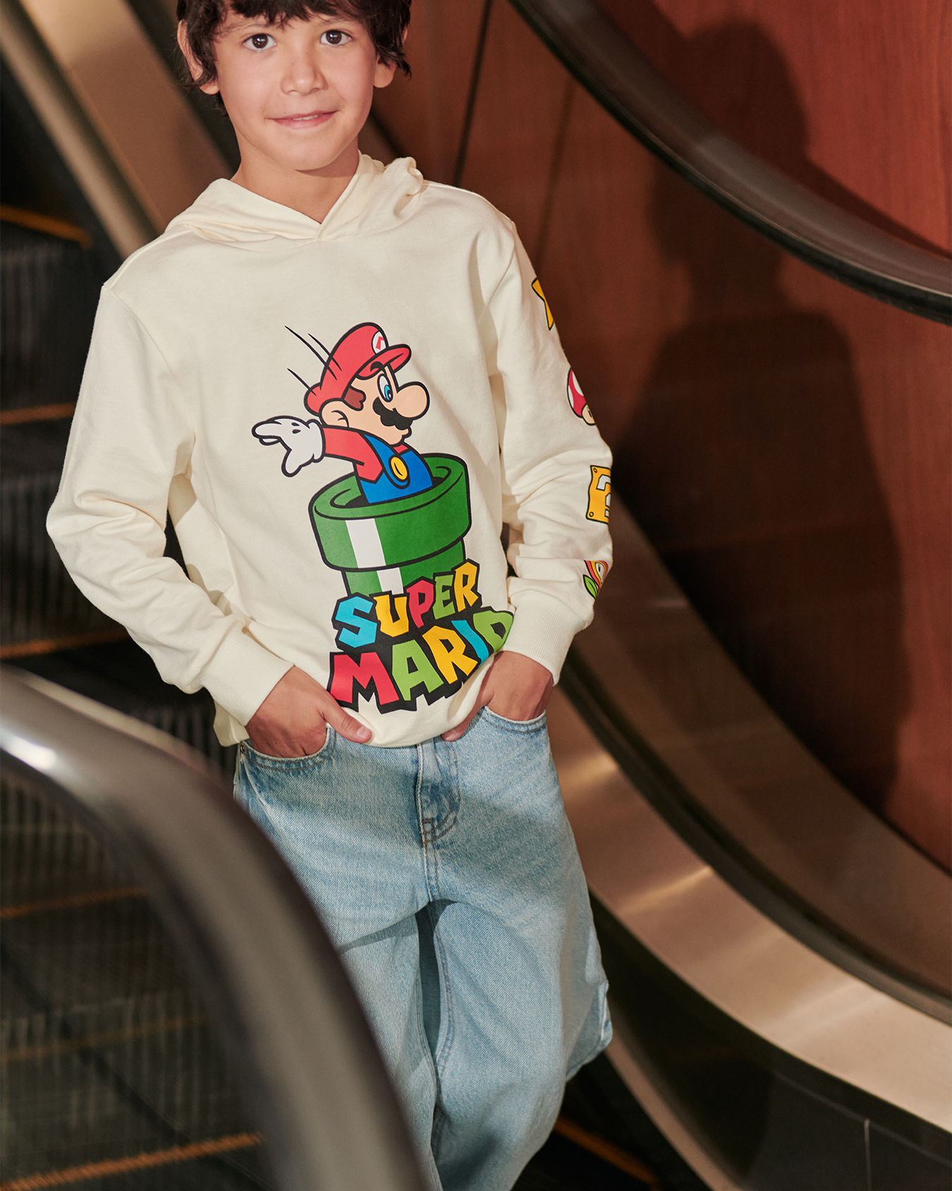 Sudadera Hoodie Mario Bros Crema Para niño – C&A México
