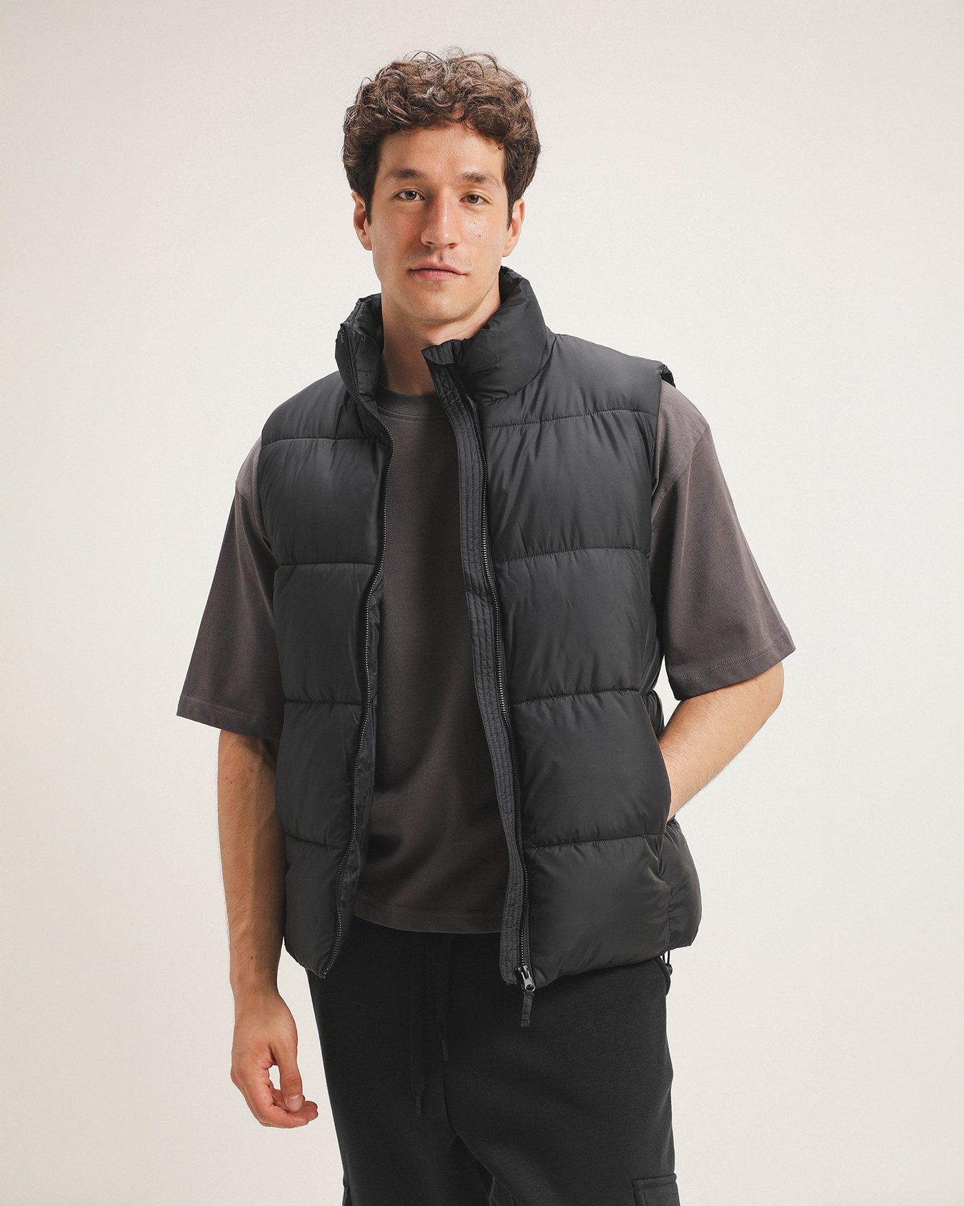 Chaleco Sacos Para Hombre C&a Chaleco Abullonado Negro Para