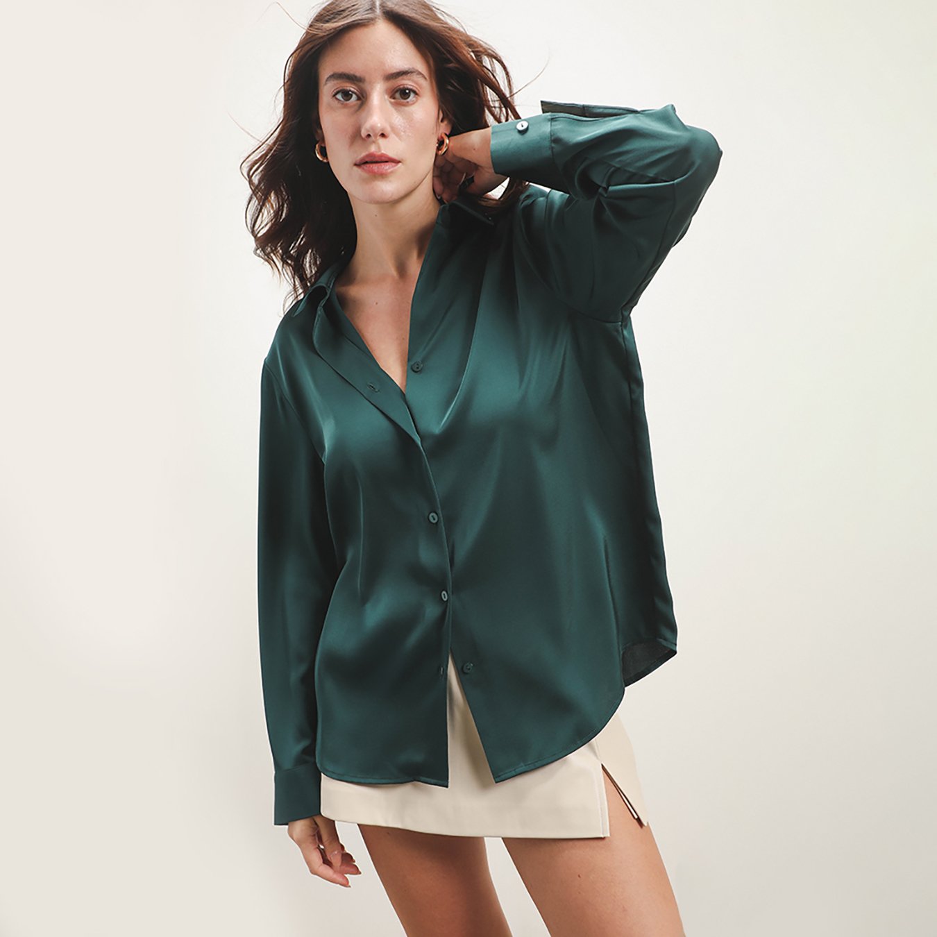 Camisa Satinada Verde Para mujer – C&A México
