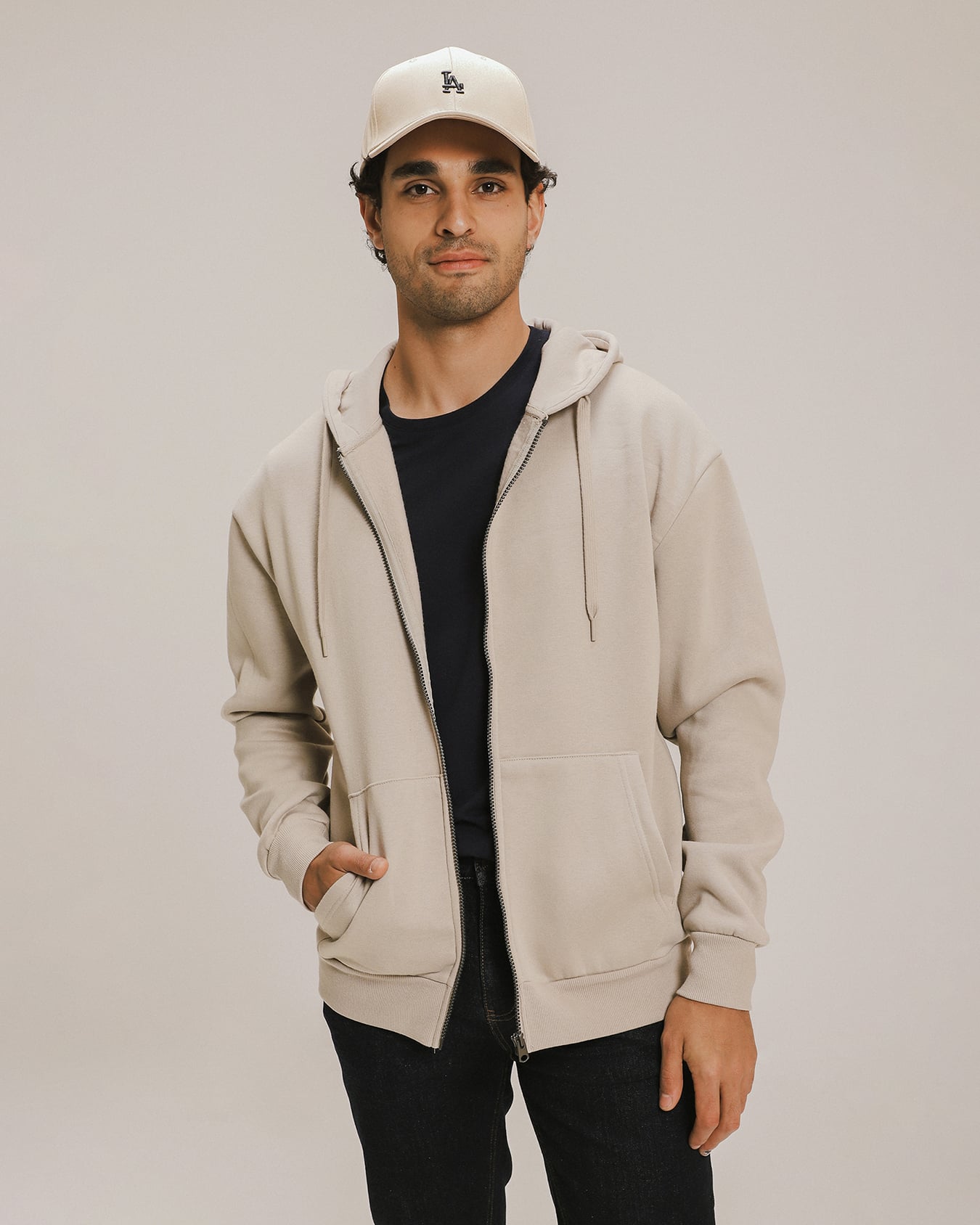Urban Classics Sudadera Con Capucha Con Cremallera, Arena Caliente