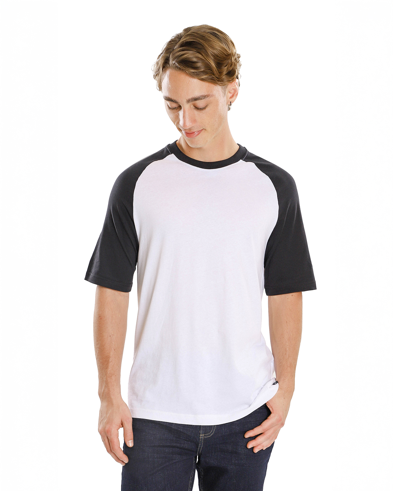 Playera Manga Corta Ranglan Blanco Para hombre – C&A México