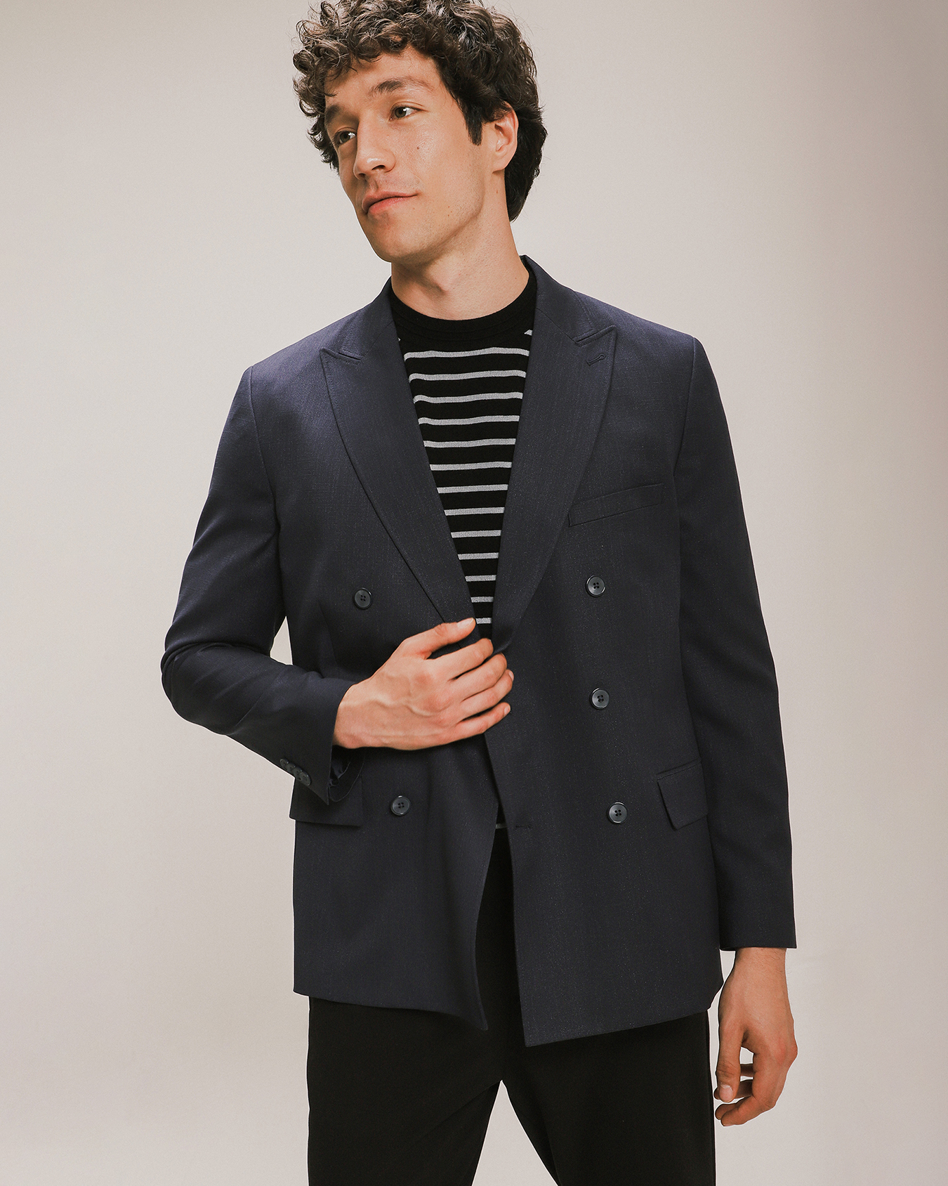 Sacos Hombre Blazer Hombre C&a Saco Fit Regular Azul Marino