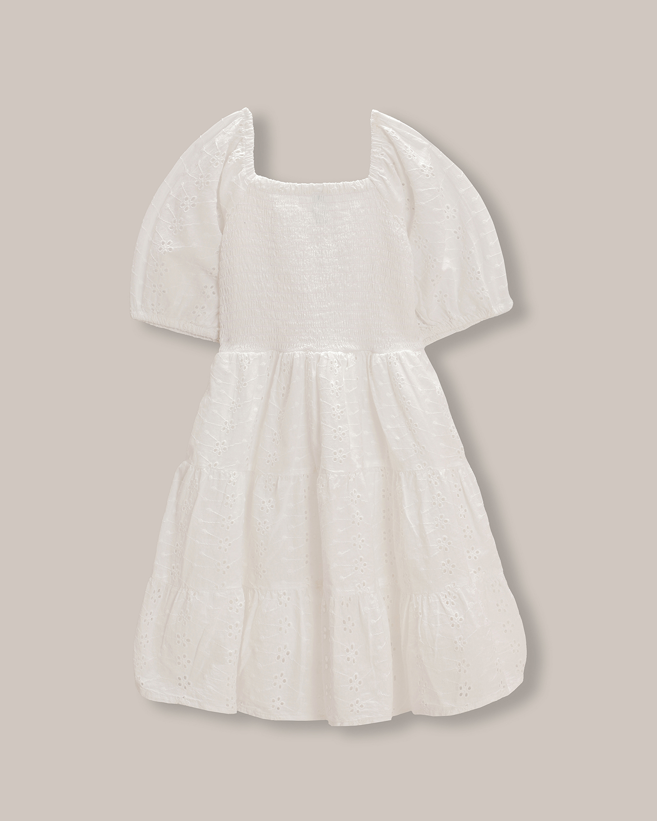 Vestido Corto Eyelet Blanco Para niña – C&A México