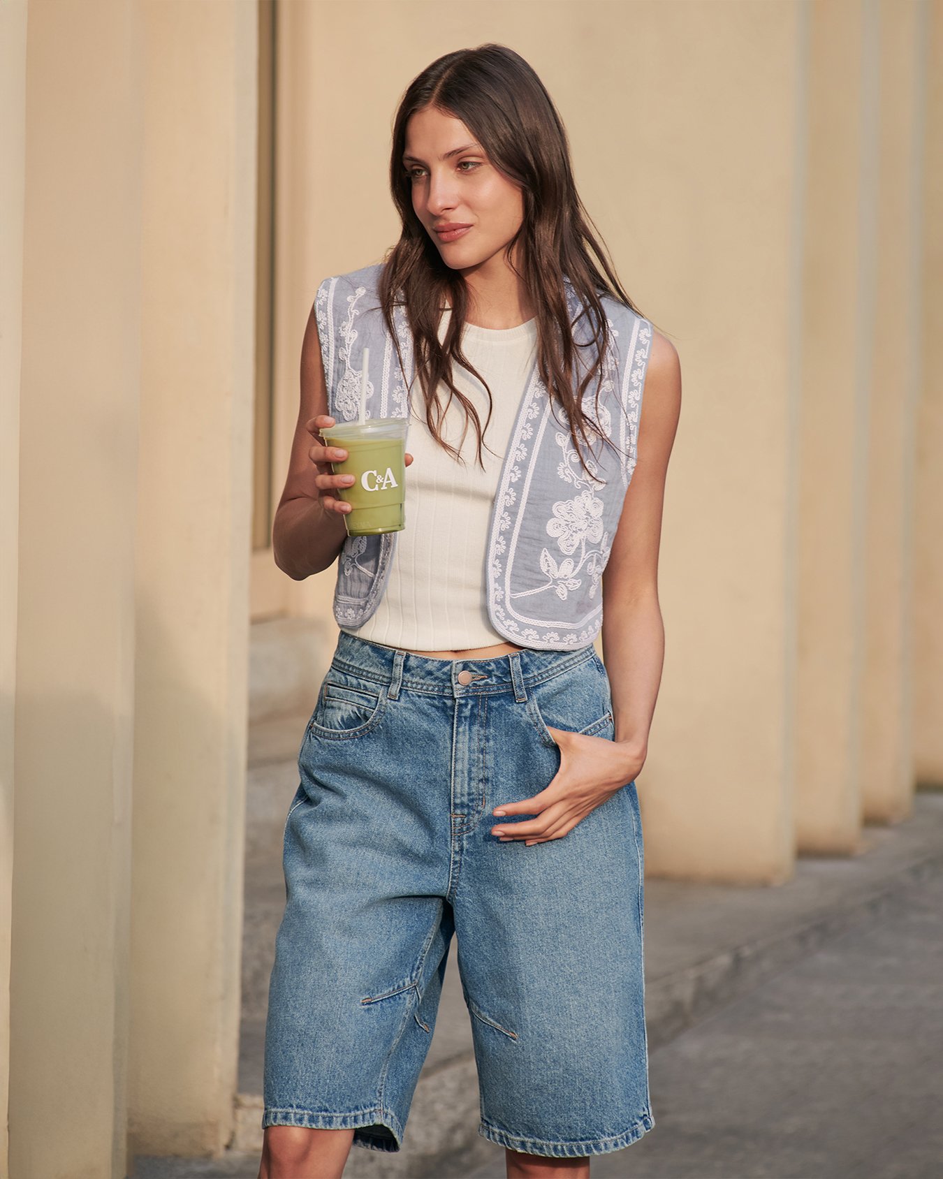 Mezclilla Bermudas Mujer C&a Ropa Infantil Talla 116 C&a