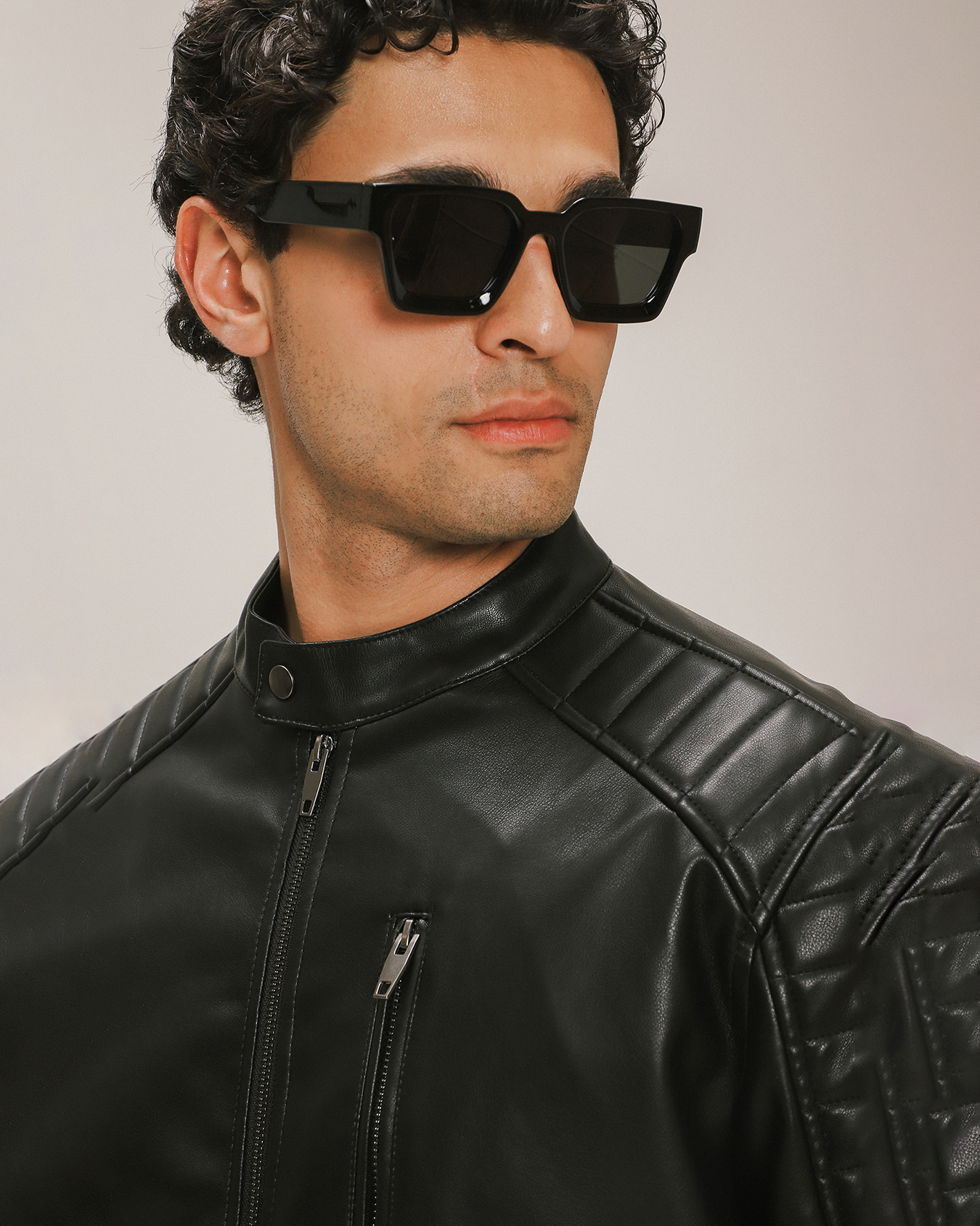 Cazadoras Biker Cazadora Cuero C&a Chamarra Negra Biker Efecto