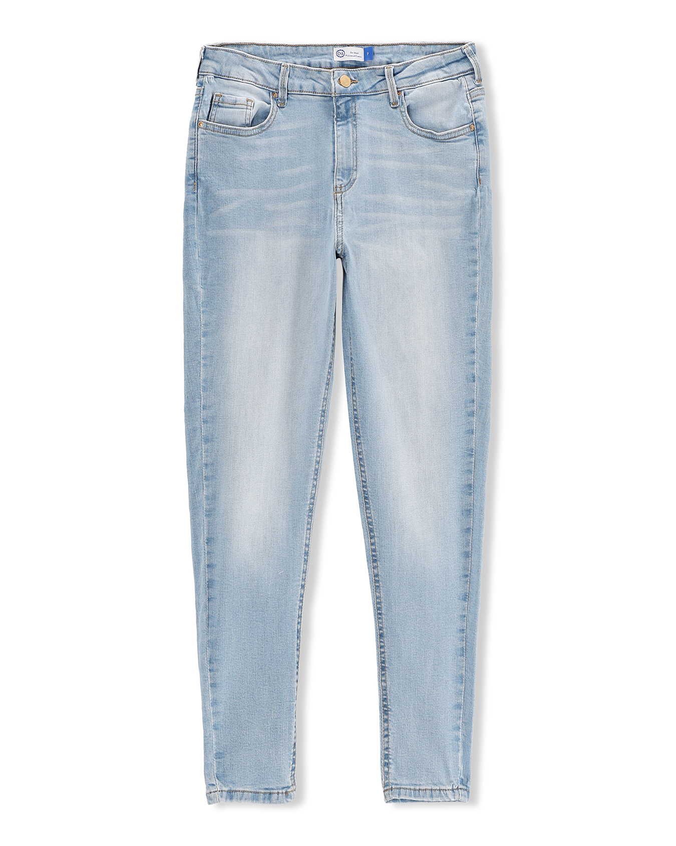 Super Skinny Jeans Azul Claro Con Deslavado Para Mujer C&A