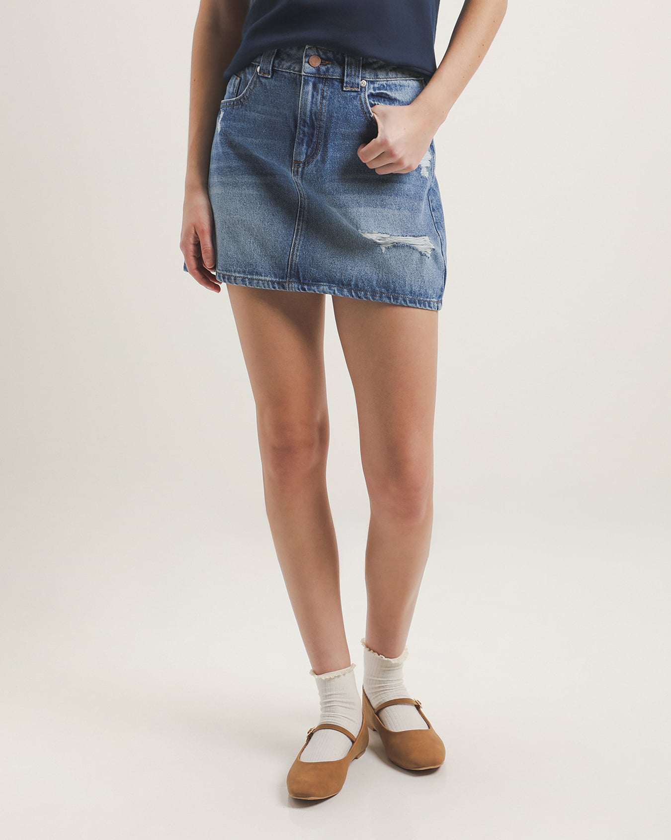 Falda Mini Mezclilla Azul